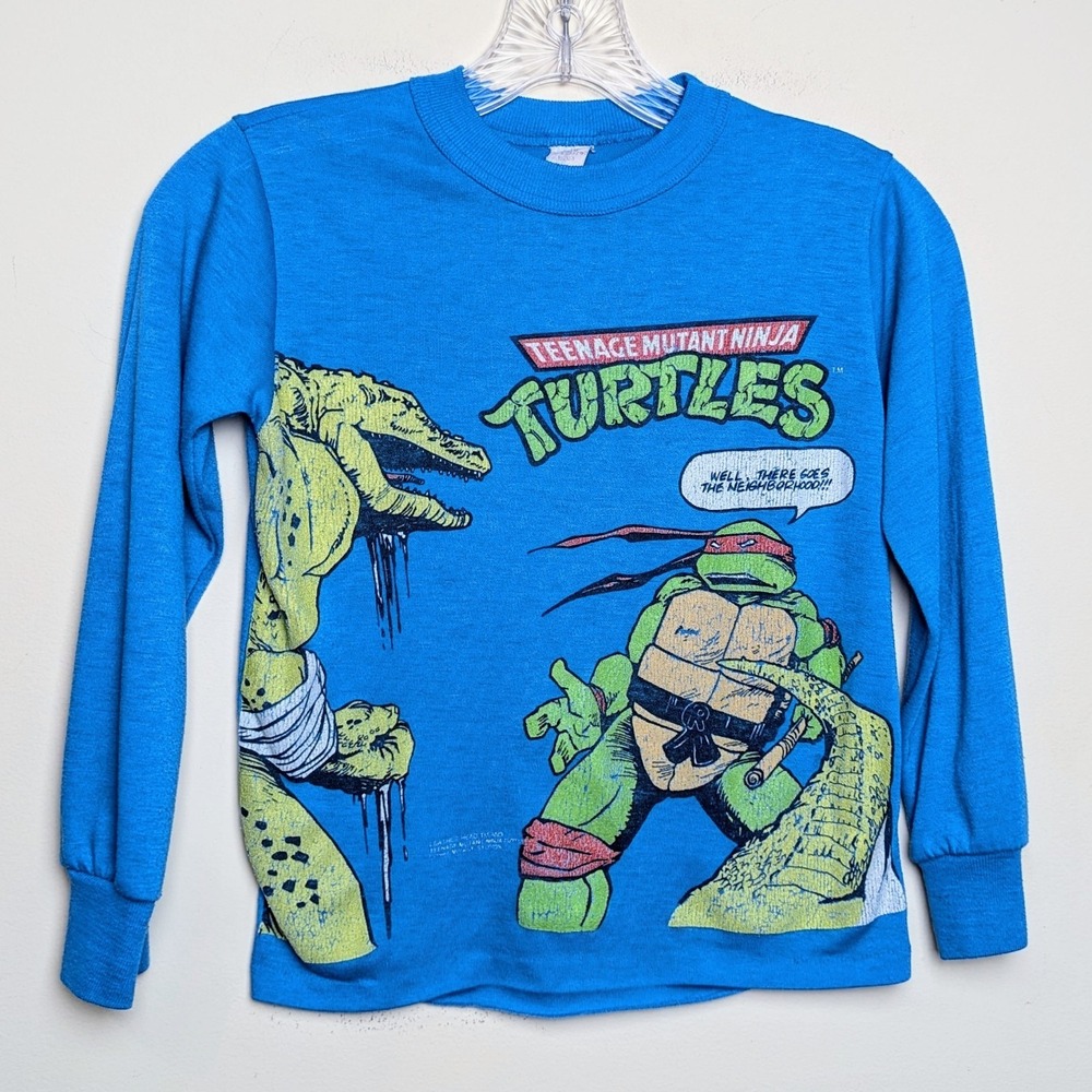 VTG Teenage Mutant Ninja Turtles 1990 TMNT Leatherhead Wormser Kids 8/10 Shirt